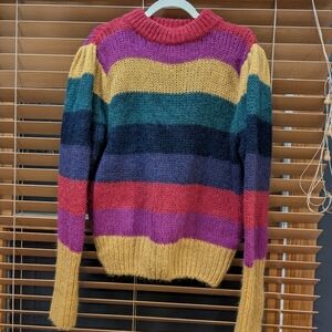 Women's Multicolor Stripe Crewneck Sweater